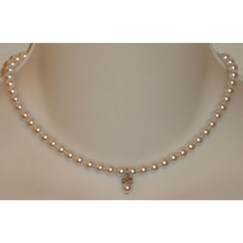 DELMONICO Faux Pearl & Rhinestone Choker